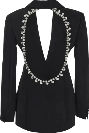 Back Cutout Diamond Crystal Black Blazer