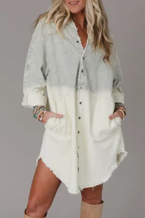 Gradient Denim Long Sleeve Dress