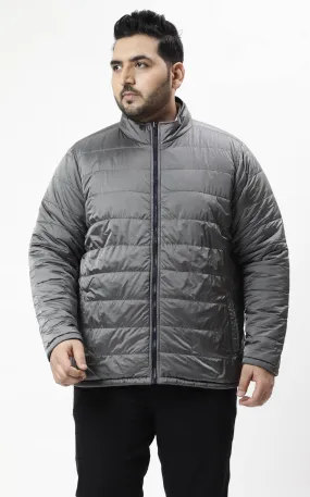 Grey Reversible Puffer Plus Size Jacket