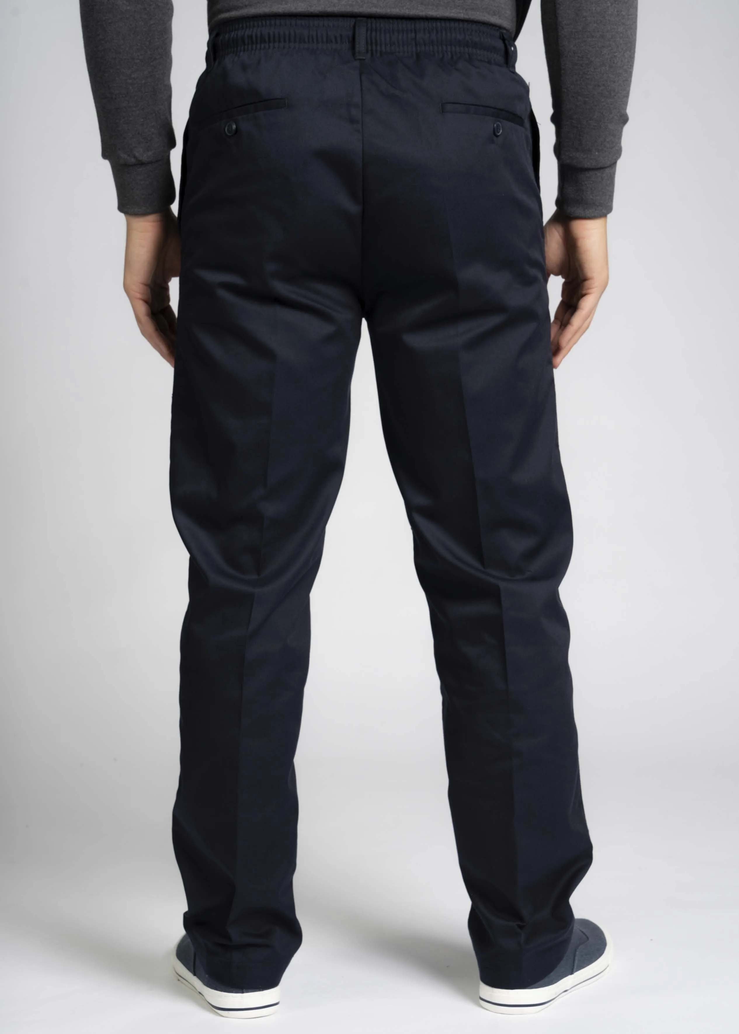 2 Pack Men's Elastic Waist Pull-On Trousers Bundle - Navy/Grey