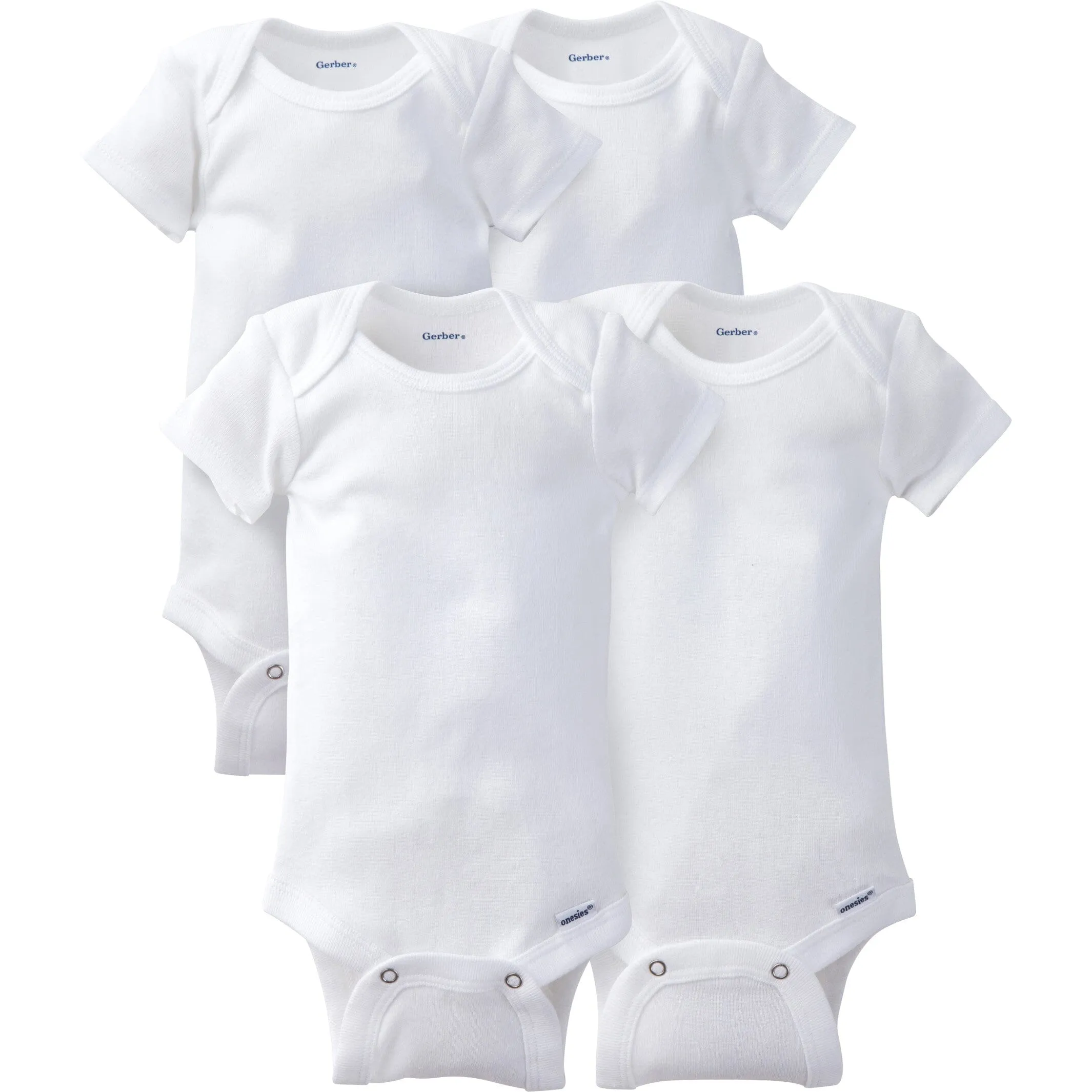 4-Pack Baby Neutral White Short Sleeve Onesies Bodysuits