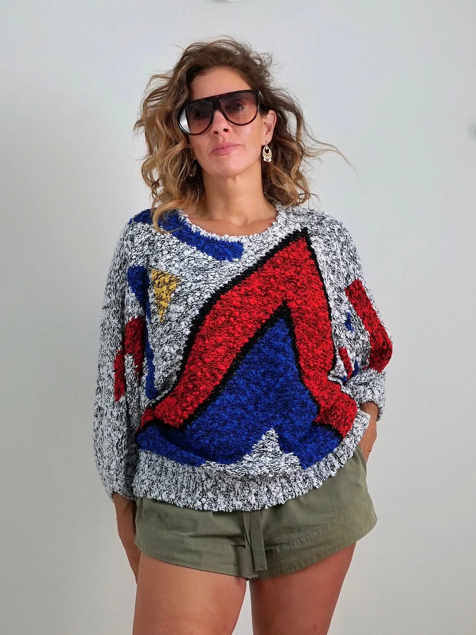 80's New Wave Geometric Sweater