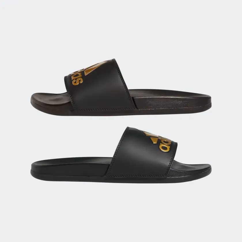 Adidas Men's Adilette Comfort Slides - Core Black / Gold Metallic