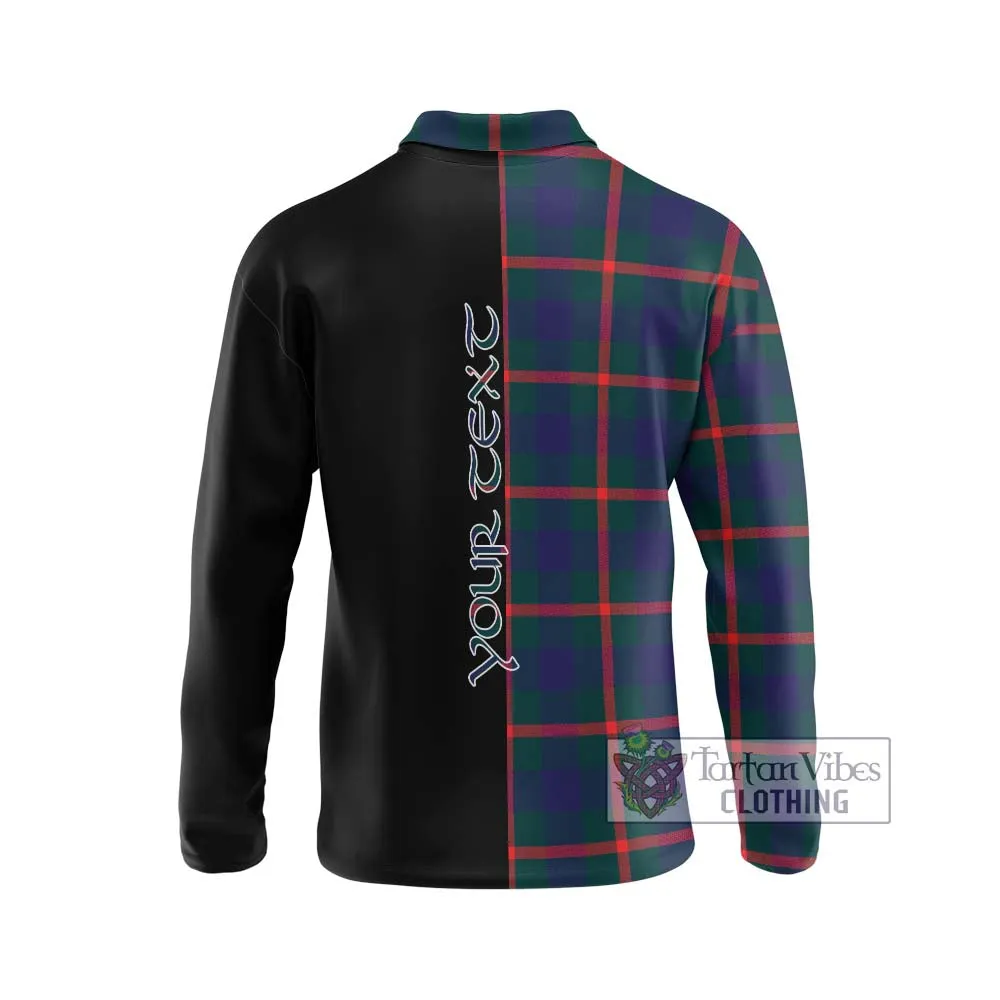 Agnew Tartan Long Sleeve Polo Shirt with Family Crest and Half Of Me Style