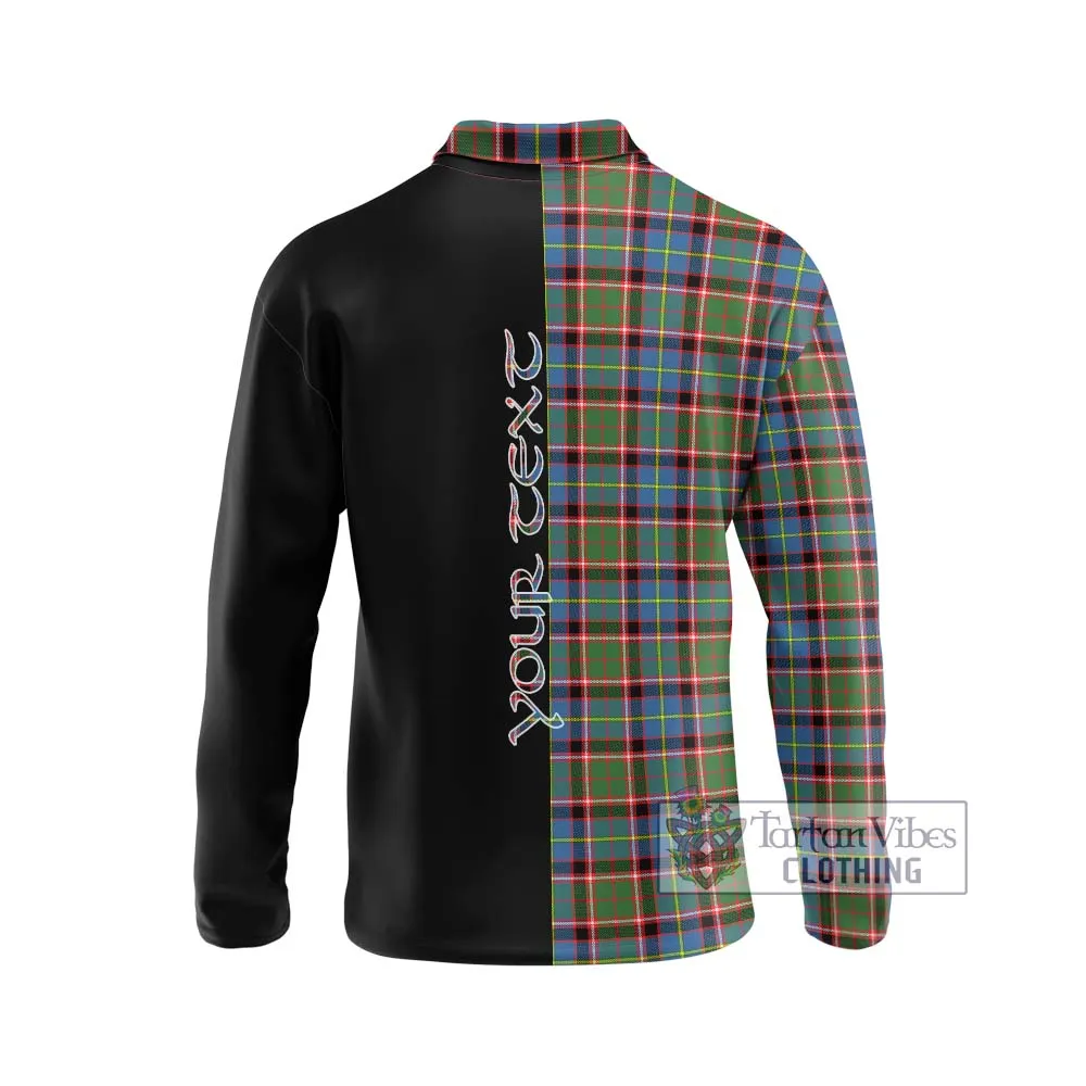 Aikenhead Tartan Long Sleeve Polo Shirt with Family Crest and Half Of Me Style