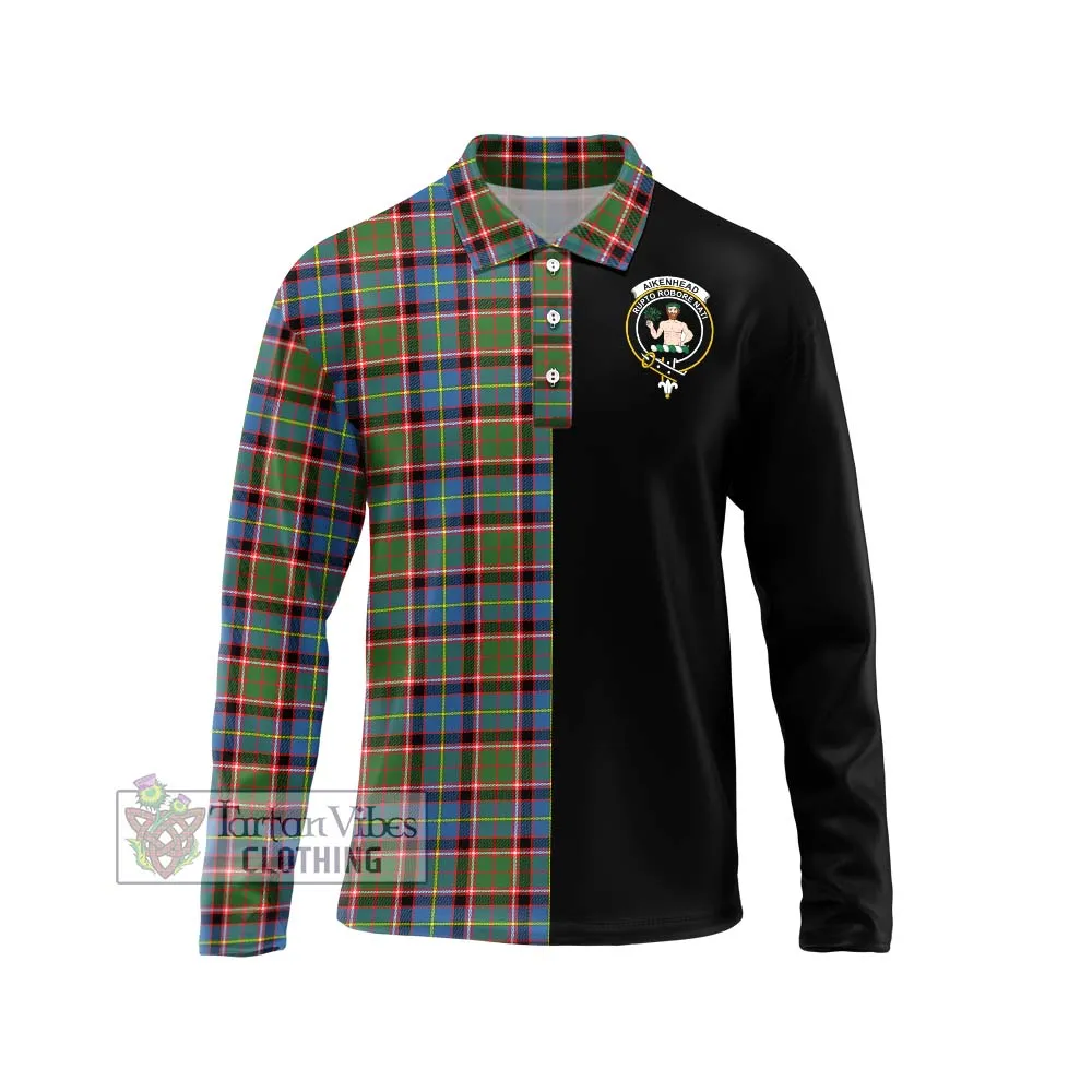 Aikenhead Tartan Long Sleeve Polo Shirt with Family Crest and Half Of Me Style