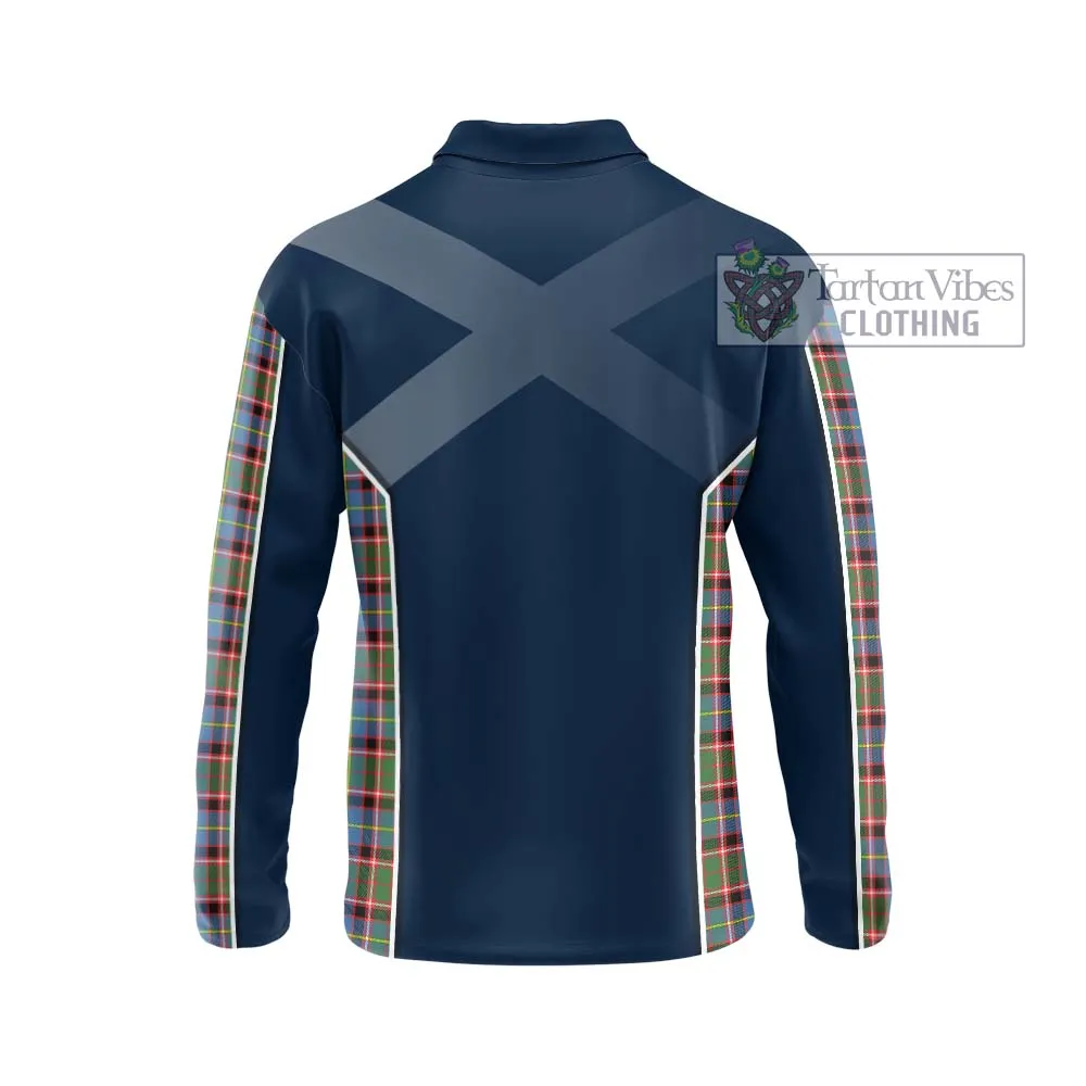 Aikenhead Tartan Long Sleeve Polo Shirt with Family Crest and Lion Rampant Vibes Sport Style