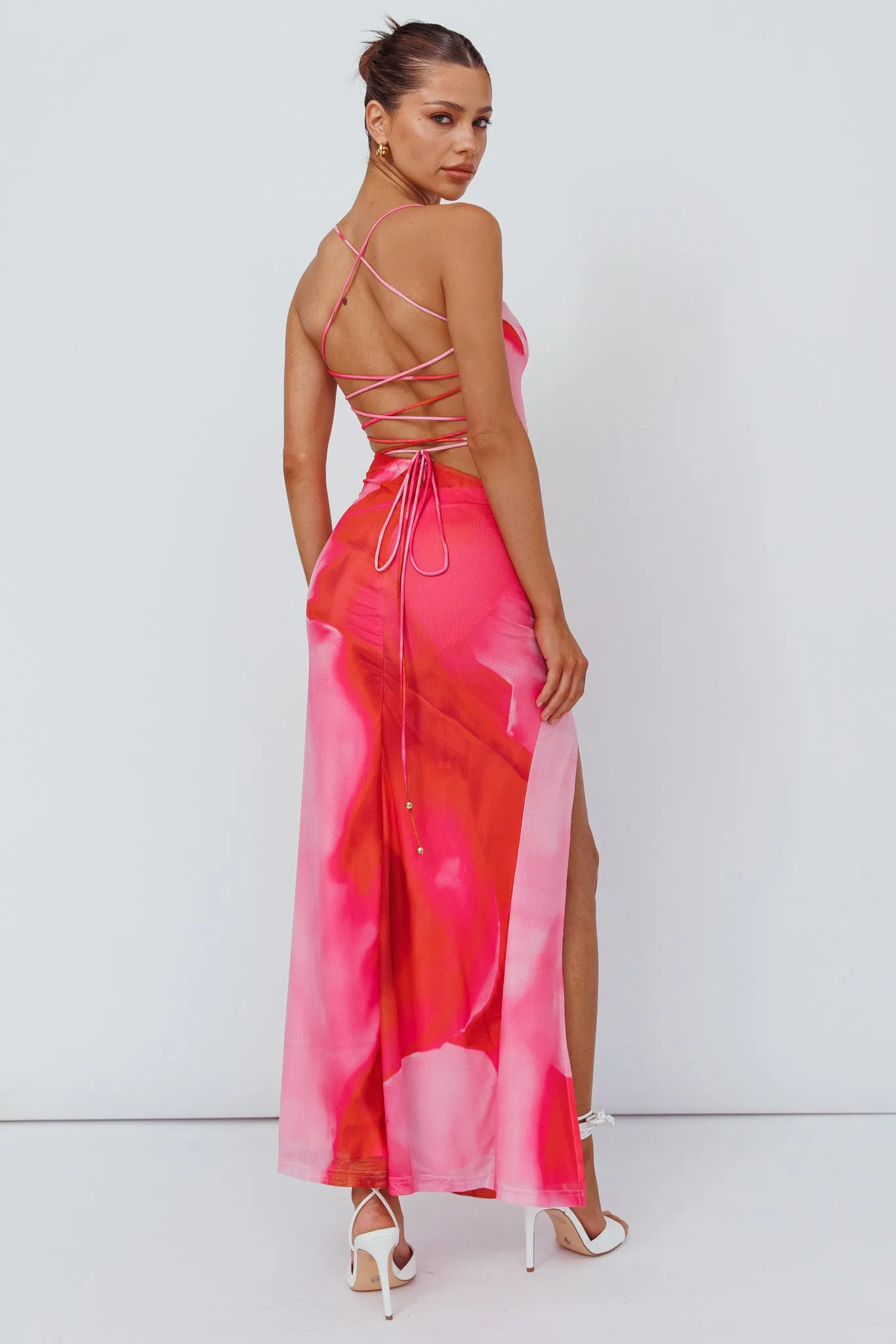 Alejandre Cut-Out Tied Maxi Dress Print Pink