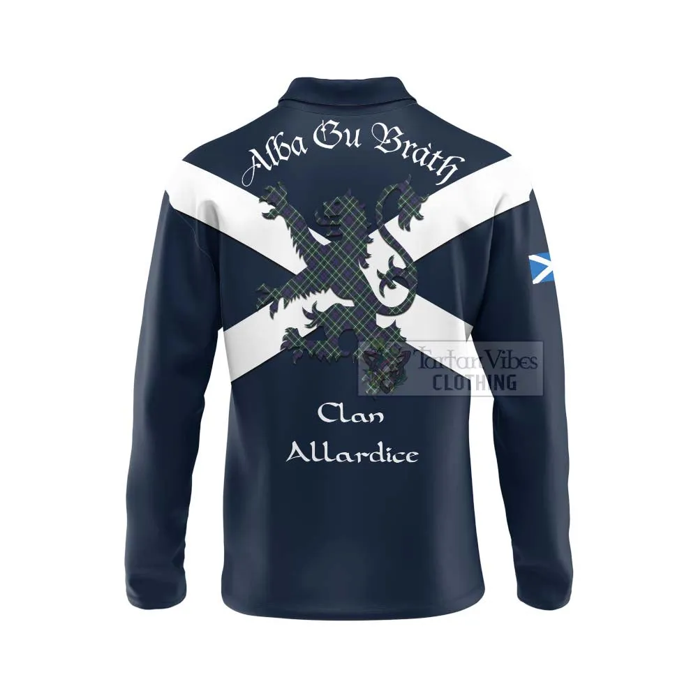 Allardice Tartan Lion Rampant Long Sleeve Polo Shirt  Proudly Display Your Heritage with Alba Gu Brath and Clan Name