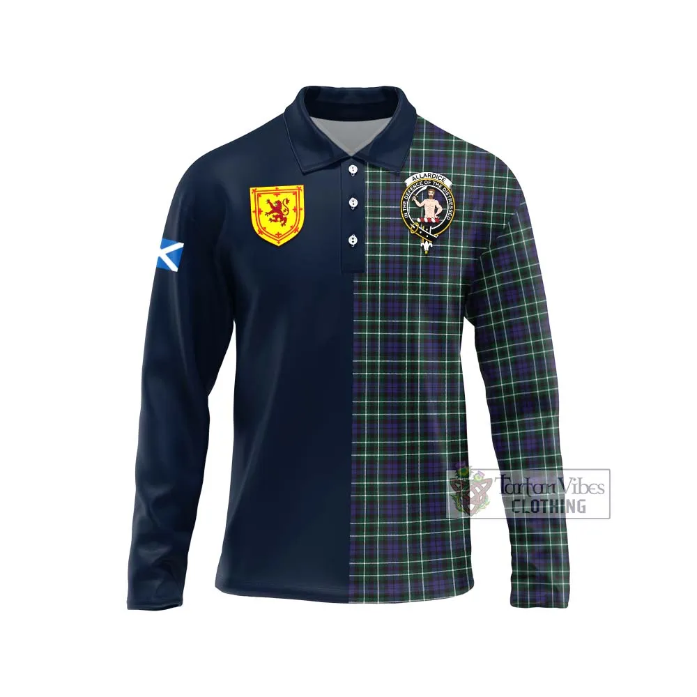 Allardice Tartan Long Sleeve Polo Shirt Alba with Scottish Lion Royal Arm Half Style