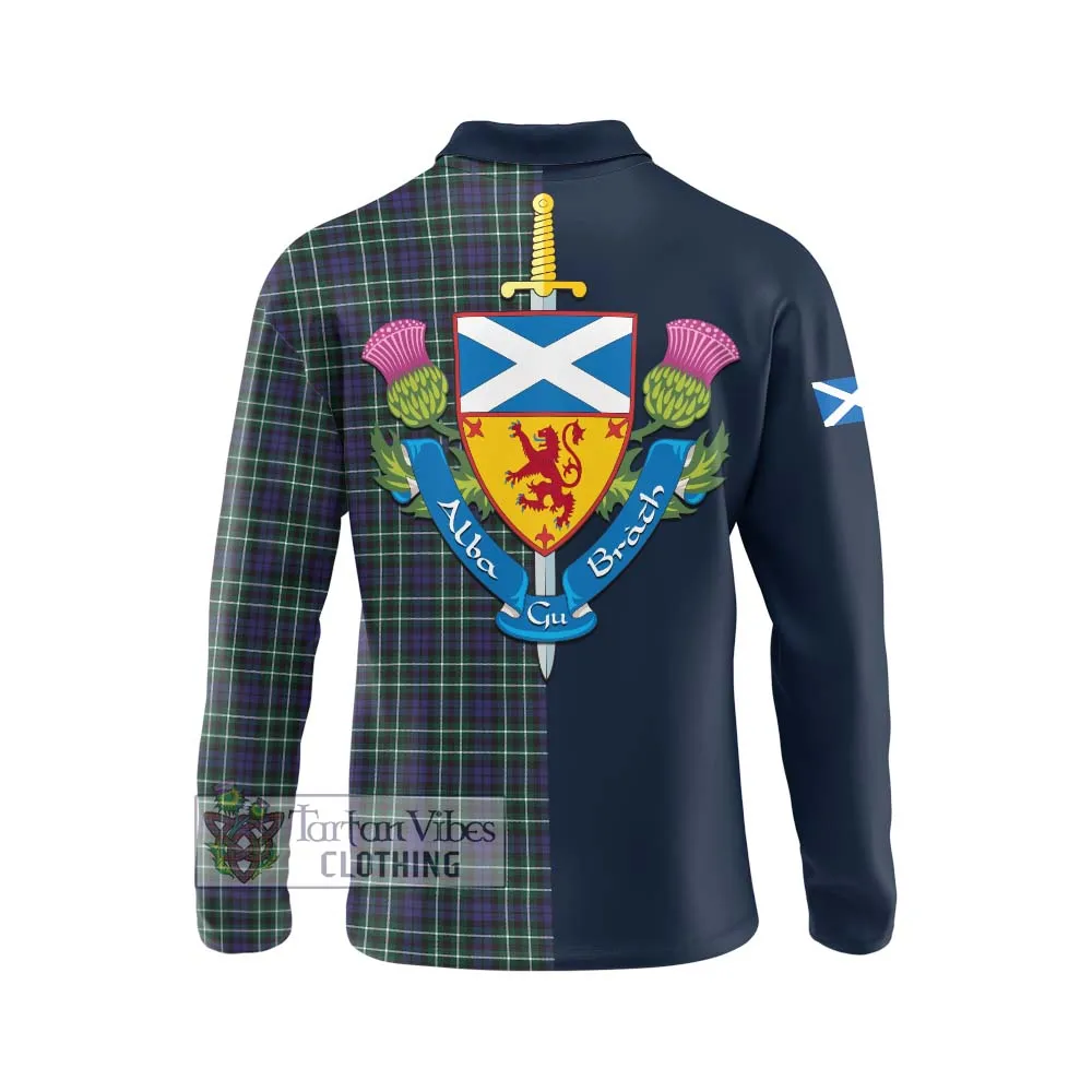 Allardice Tartan Long Sleeve Polo Shirt Alba with Scottish Lion Royal Arm Half Style