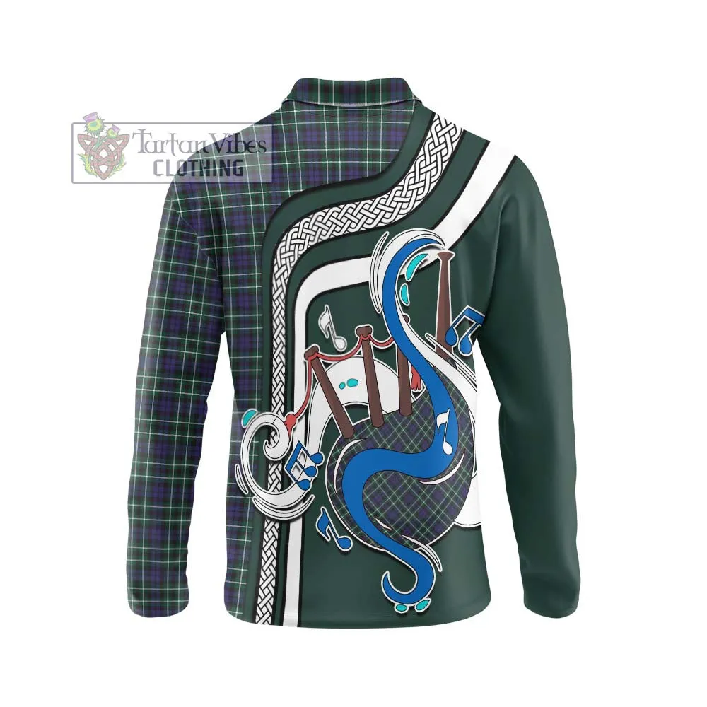 Allardice Tartan Long Sleeve Polo Shirt with Epic Bagpipe Style