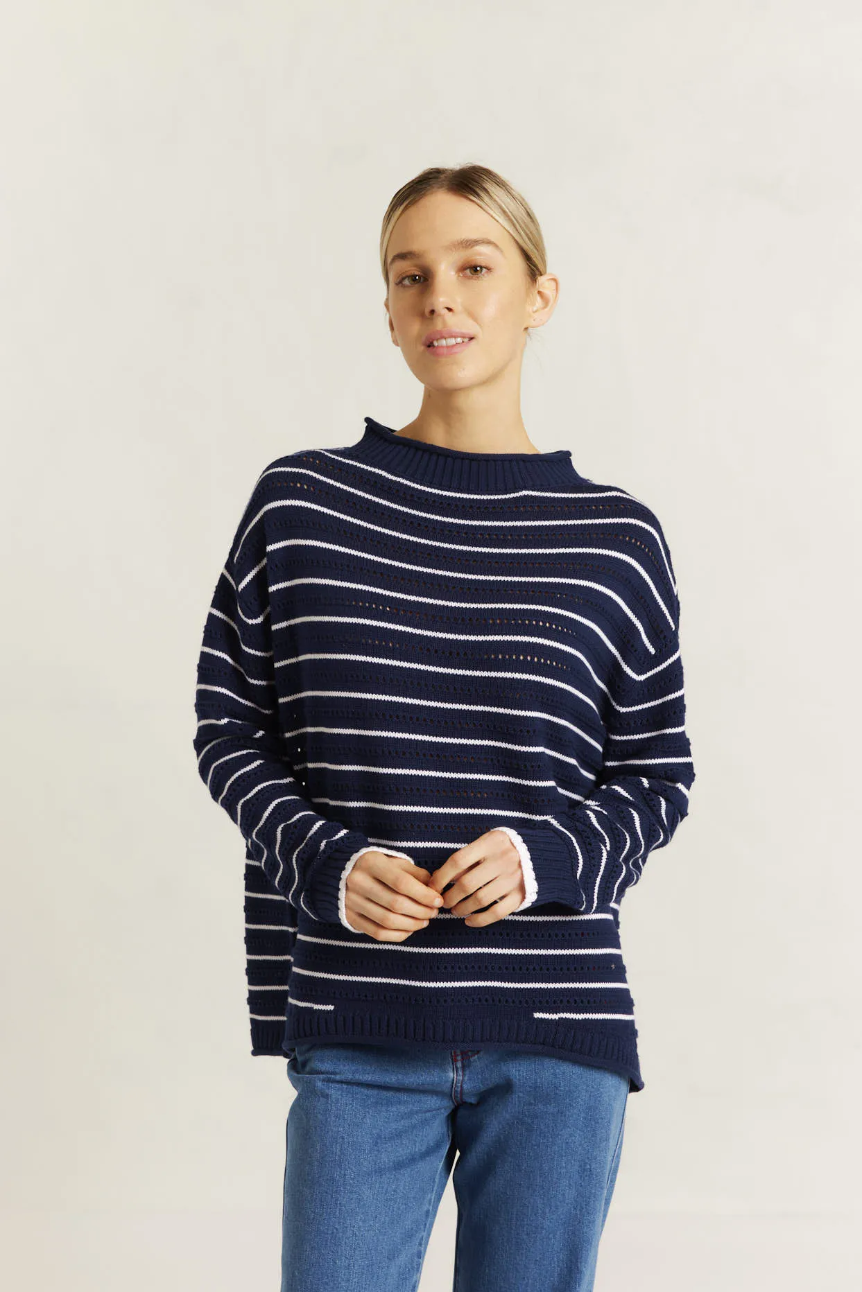 Alyssa Cotton Knit Sweater in Ink