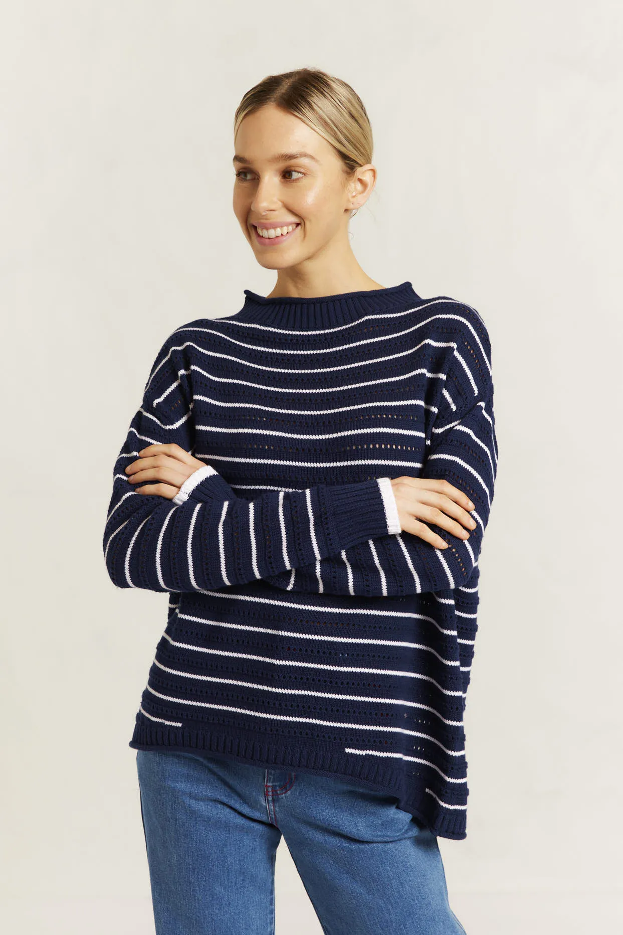 Alyssa Cotton Knit Sweater in Ink