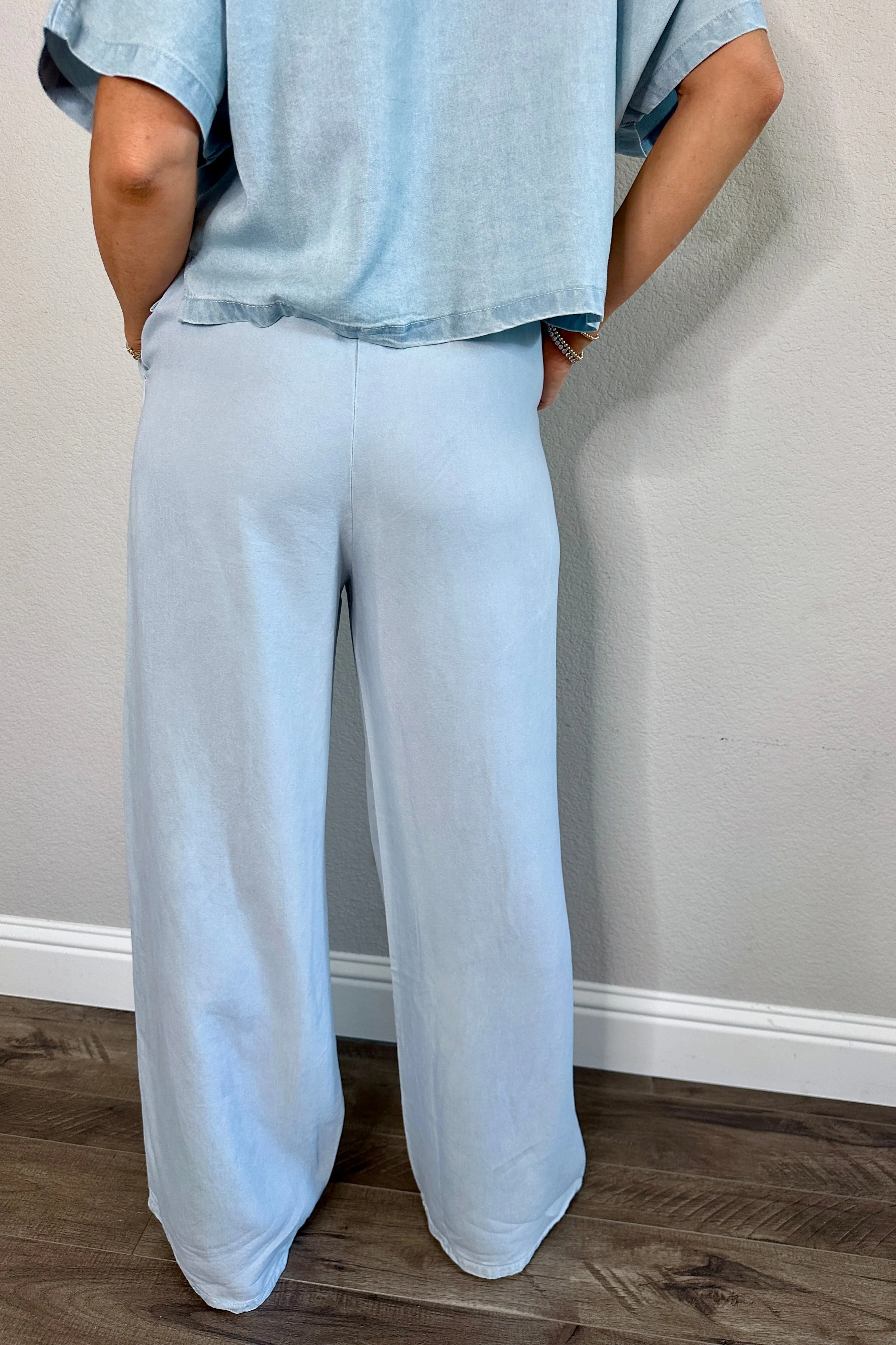 Anaya Washed Chambray Wide Leg Pants