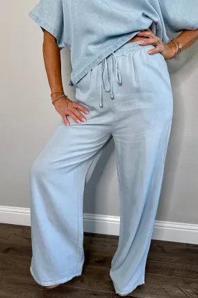 Anaya Washed Chambray Wide Leg Pants