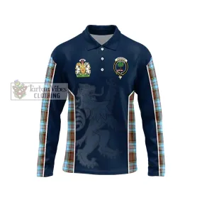 Anderson Ancient Tartan Long Sleeve Polo Shirt with Family Crest and Lion Rampant Vibes Sport Style