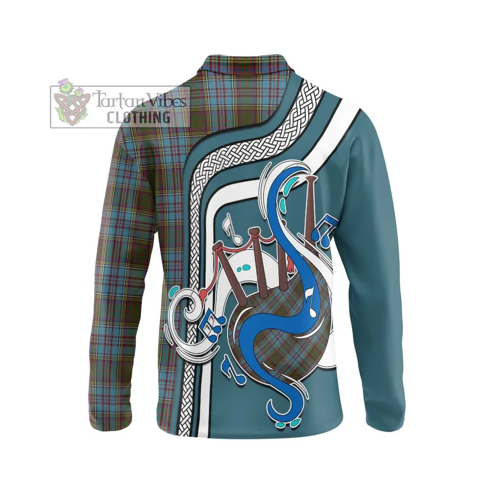 Anderson Tartan Long Sleeve Polo Shirt with Epic Bagpipe Style