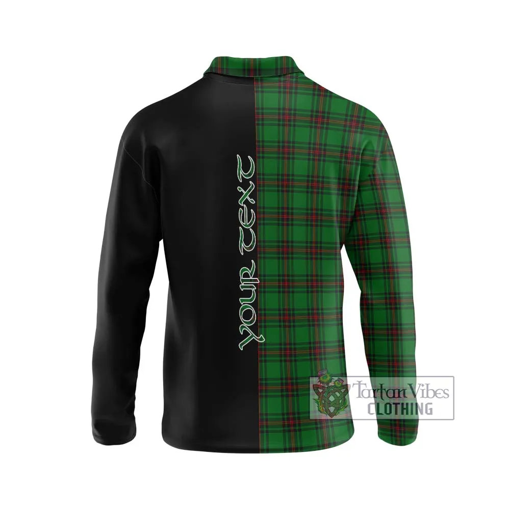 Anstruther Tartan Long Sleeve Polo Shirt with Family Crest and Half Of Me Style