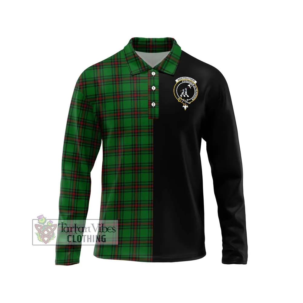 Anstruther Tartan Long Sleeve Polo Shirt with Family Crest and Half Of Me Style