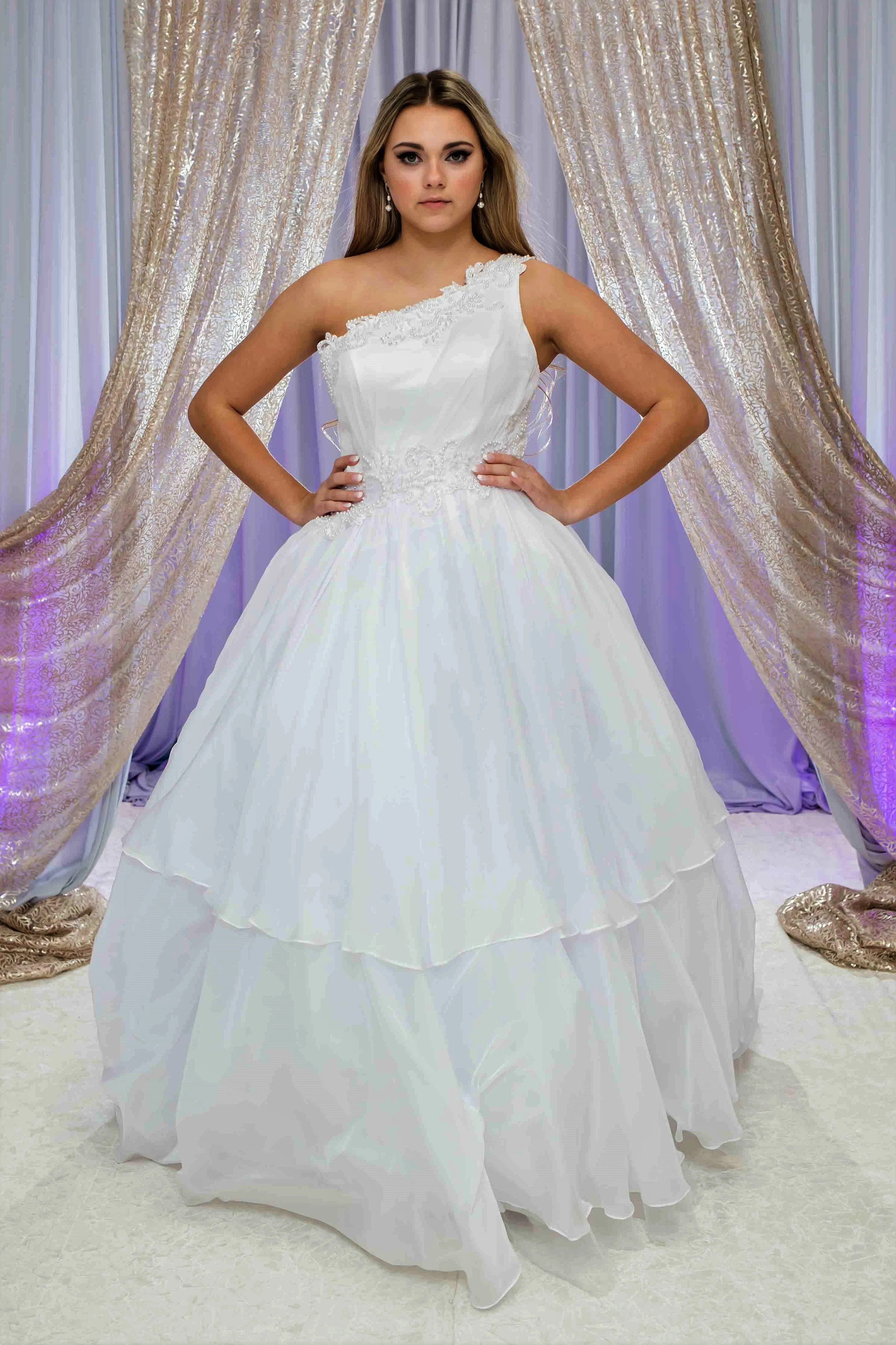 APHRODITE One Shoulder Liquid Chiffon Ball Bridal Gown