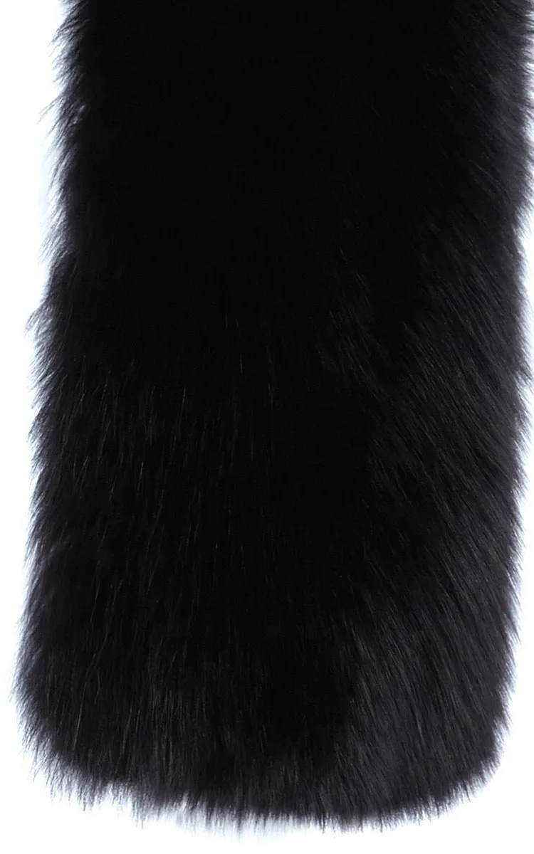 Arabella Blue Fox Fur Scarf Nero