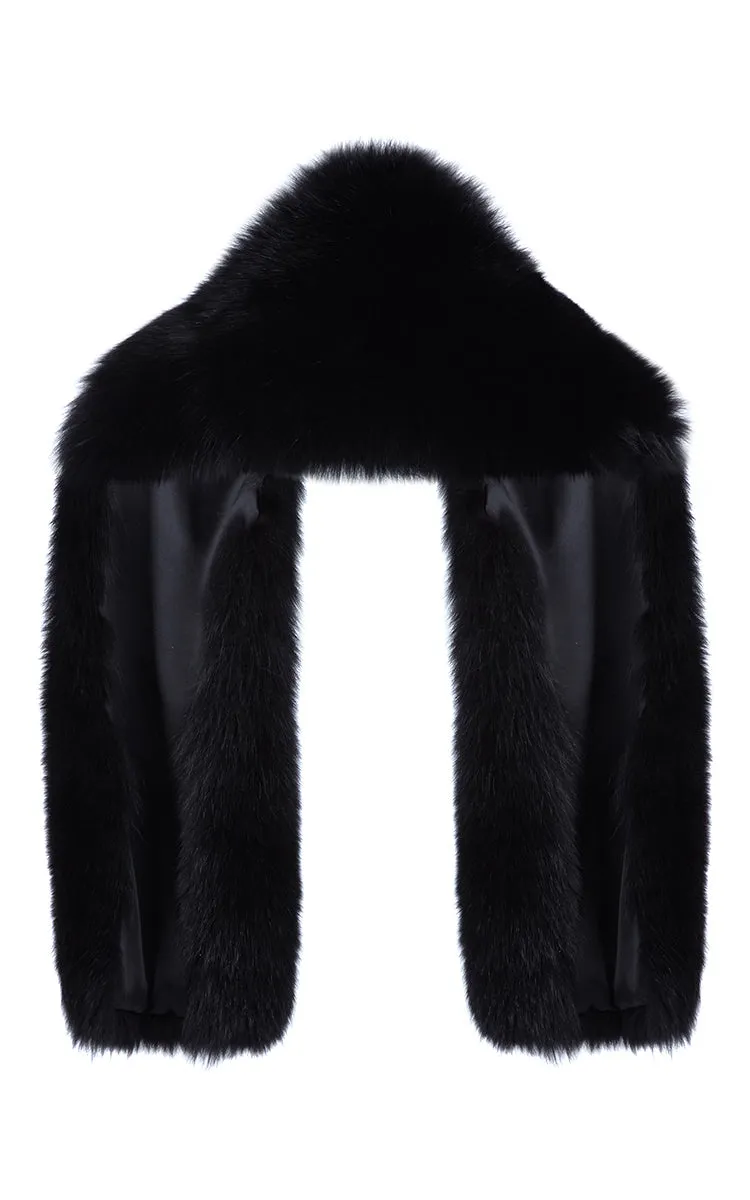 Arabella Blue Fox Fur Scarf Nero