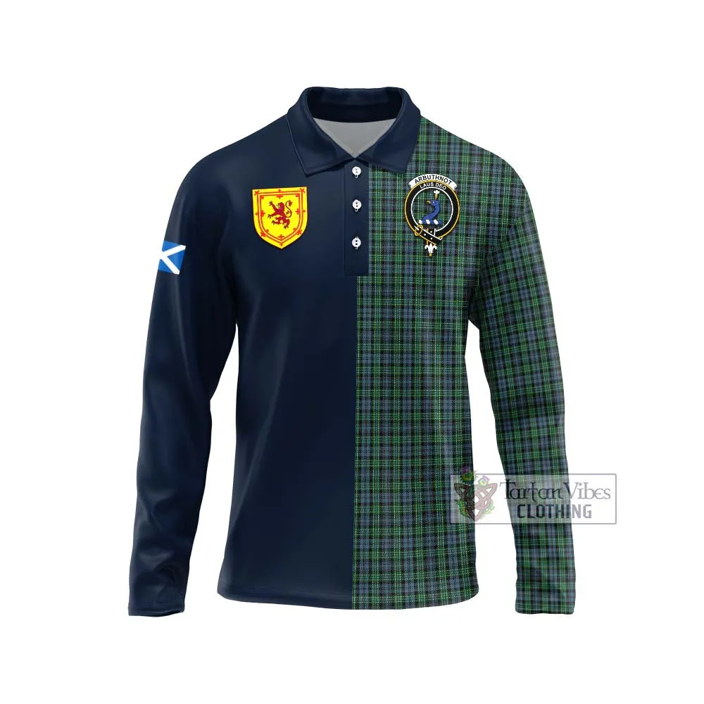 Arbuthnot Tartan Long Sleeve Polo Shirt Alba with Scottish Lion Royal Arm Half Style