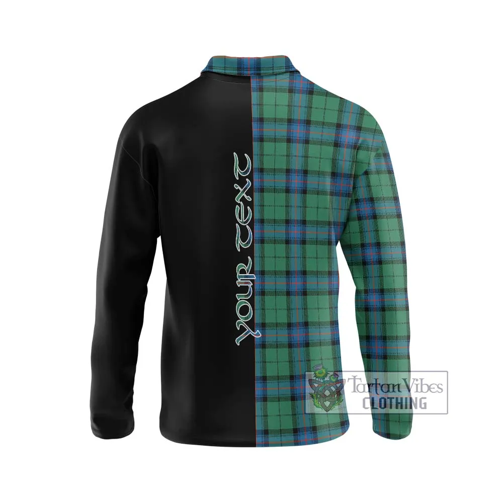 Armstrong Ancient Tartan Long Sleeve Polo Shirt with Family Crest and Half Of Me Style