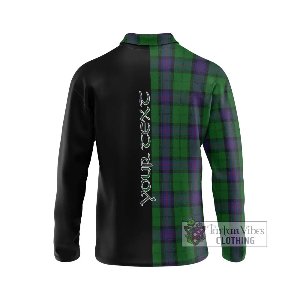 Armstrong Tartan Long Sleeve Polo Shirt with Family Crest and Half Of Me Style