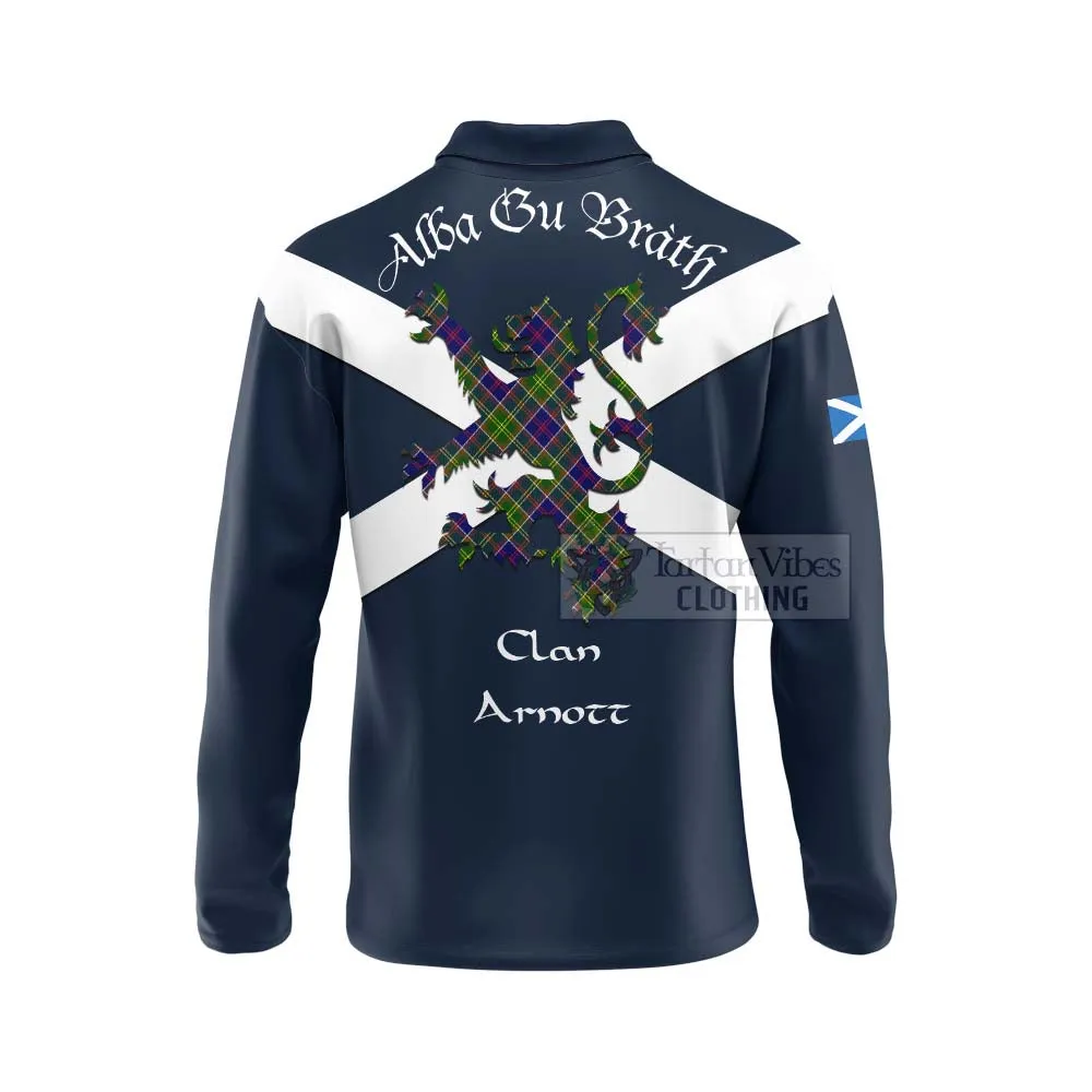 Arnott Tartan Lion Rampant Long Sleeve Polo Shirt  Proudly Display Your Heritage with Alba Gu Brath and Clan Name