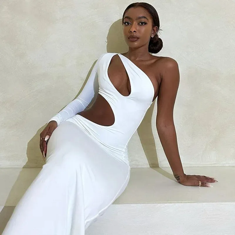 Asymmetric Sexy Maxi Dress with Cut Out