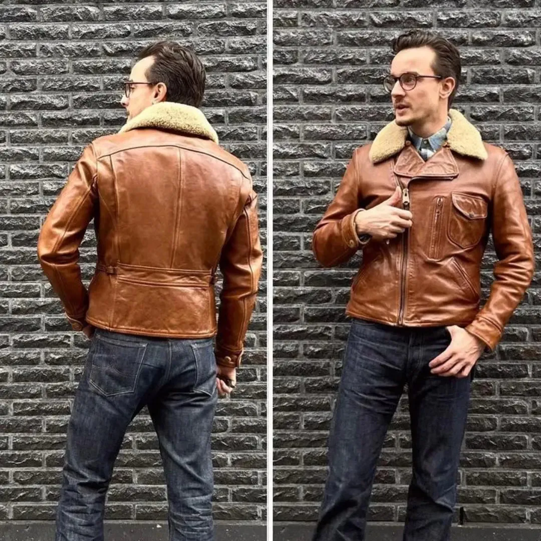 Aviator Brown Leather Jacket