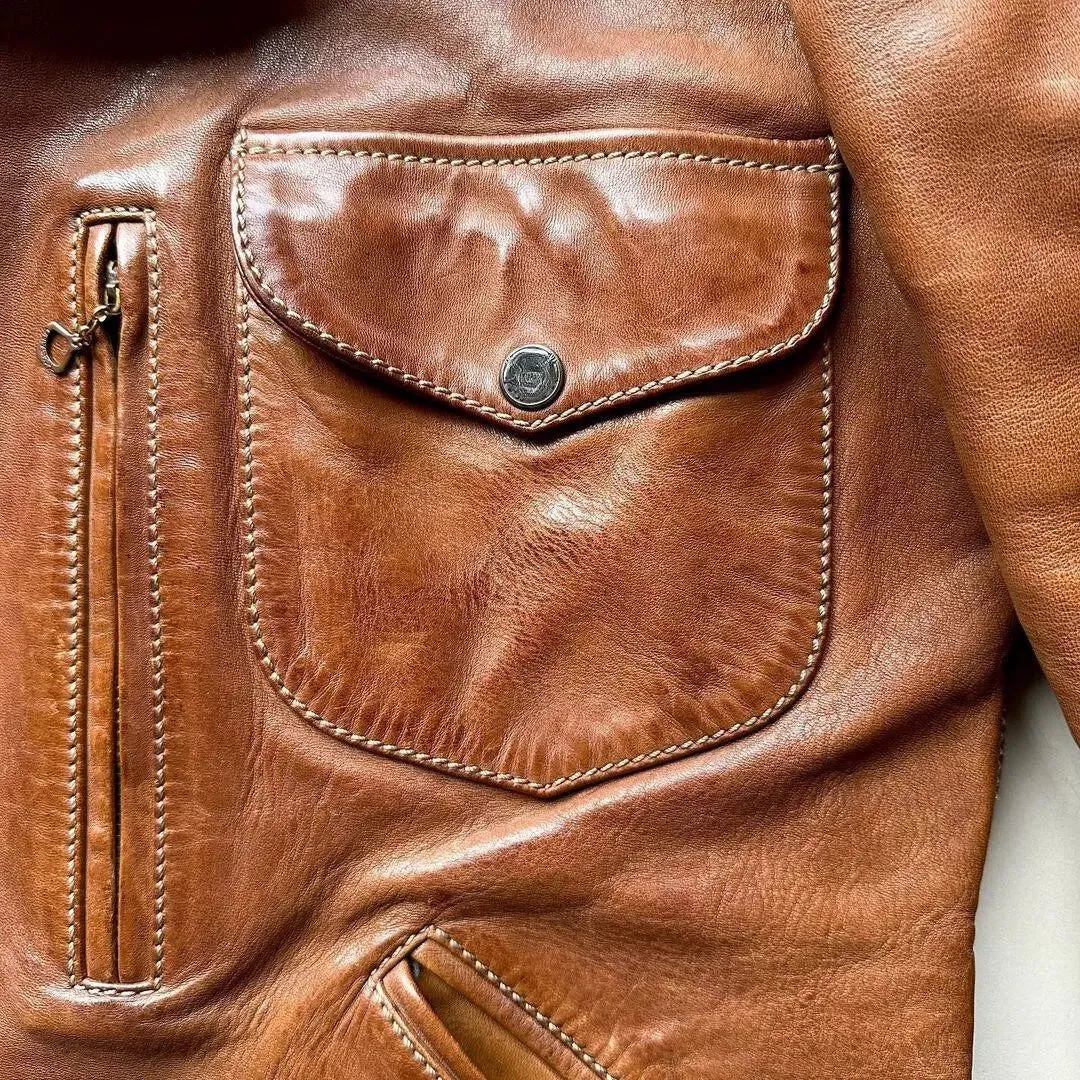 Aviator Brown Leather Jacket