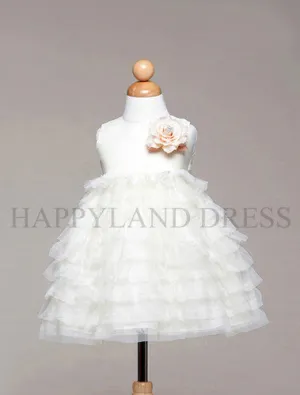 B944 Satin and Organza Layered Dress (Ivory or Pink)