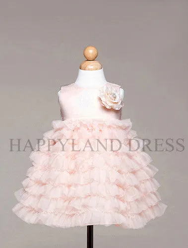 B944 Satin and Organza Layered Dress (Ivory or Pink)