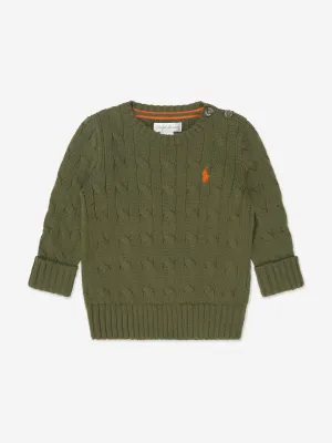 Baby Boys Cable Knit Sweater in Green