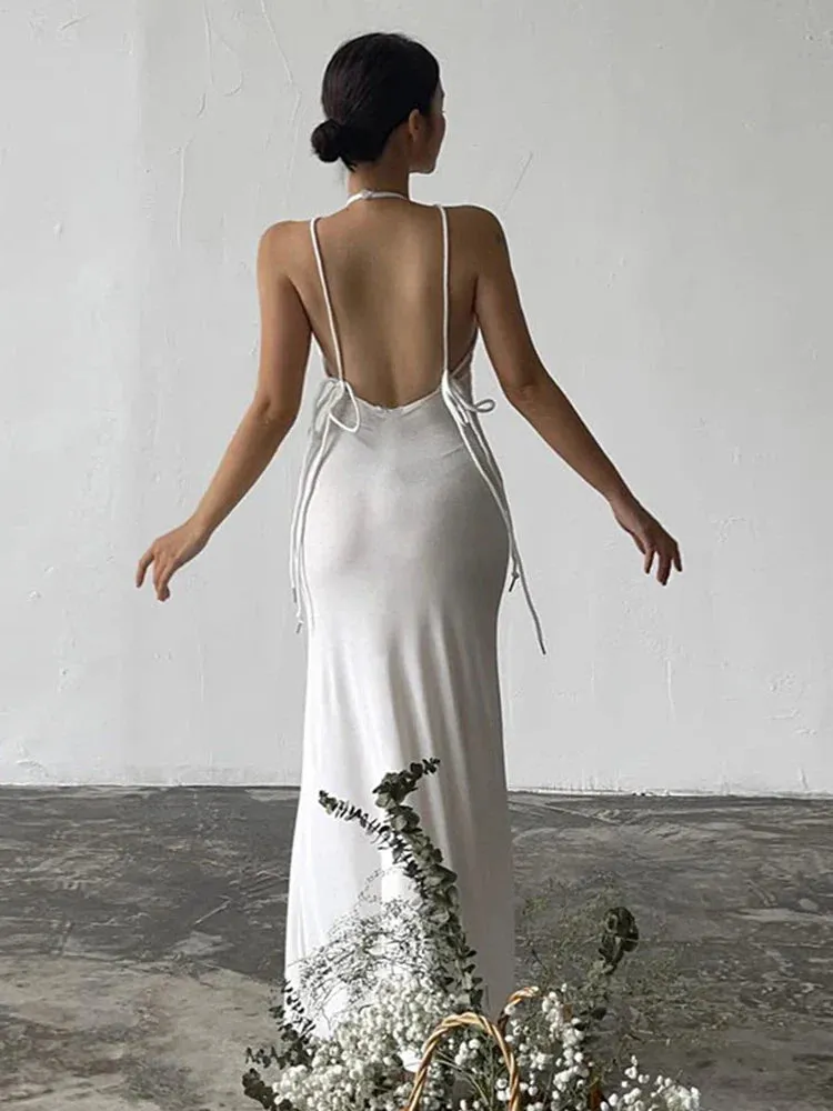 Backless Halter Maxi Dress