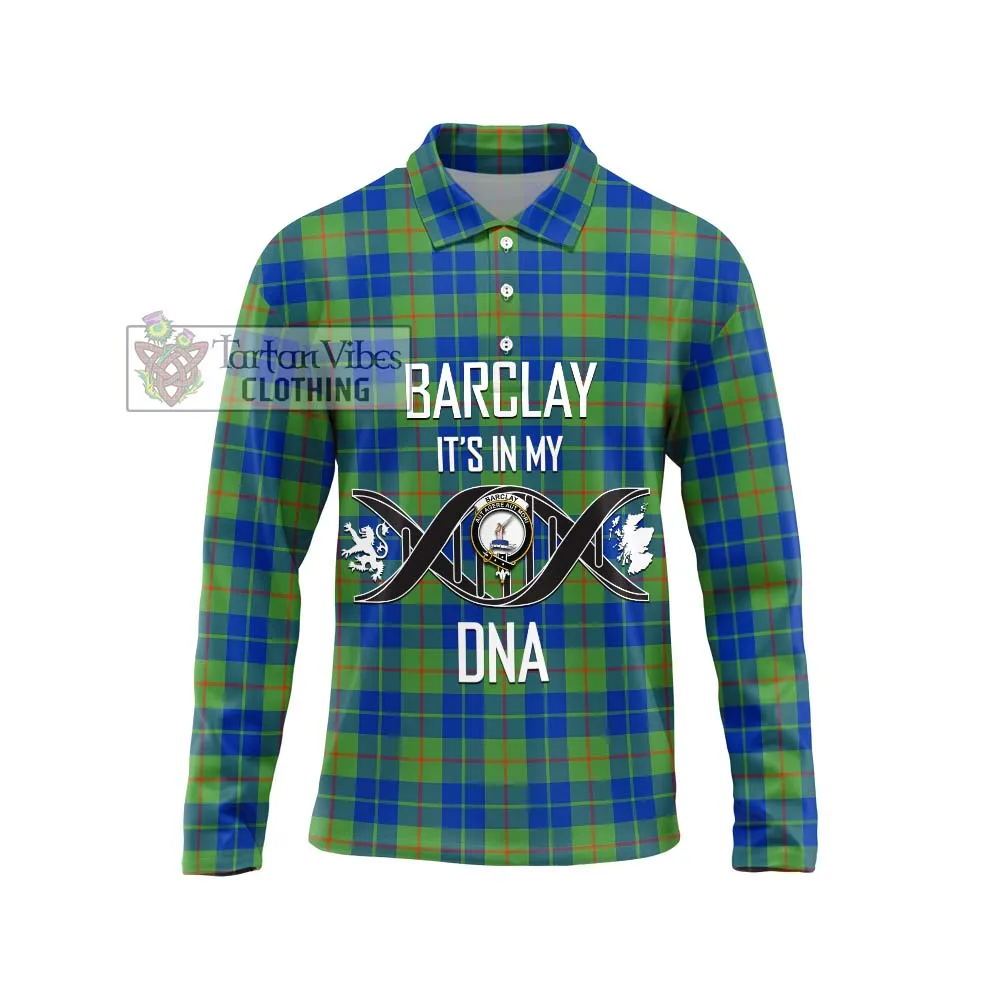 Barclay Hunting Ancient Tartan Long Sleeve Polo Shirt with Family Crest DNA In Me Style