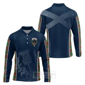 Baxter Tartan Long Sleeve Polo Shirt with Family Crest and Scottish Thistle Vibes Sport Style