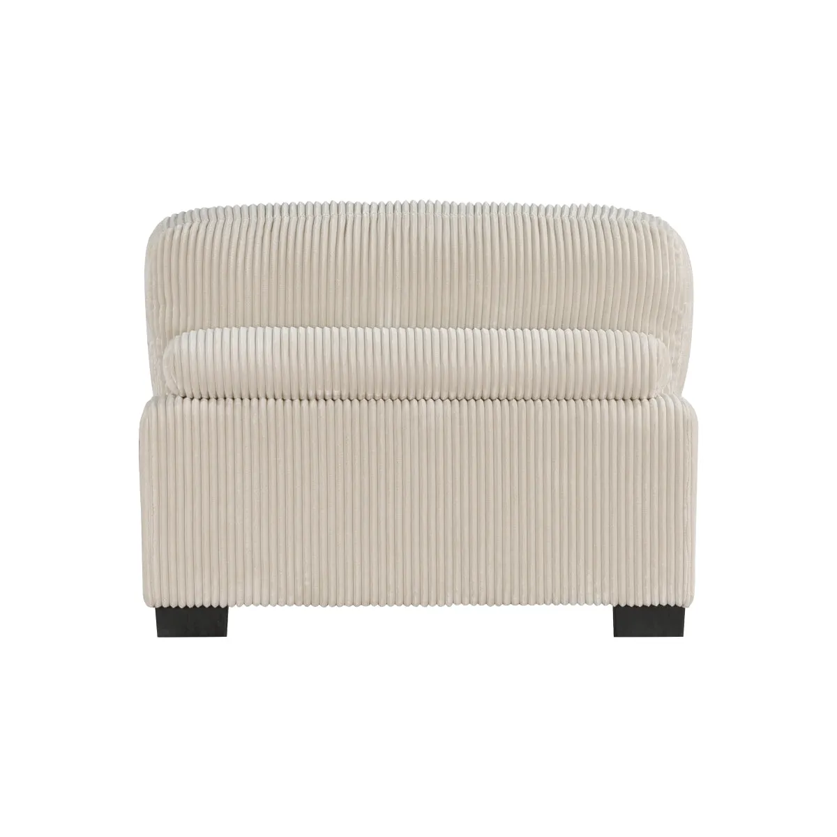 Beige Corduroy Armless Chair with Adjustable Back & Lumbar Pillow