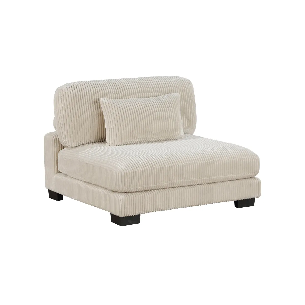 Beige Corduroy Armless Chair with Adjustable Back & Lumbar Pillow