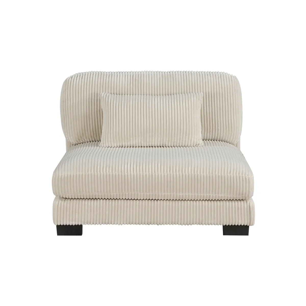 Beige Corduroy Armless Chair with Adjustable Back & Lumbar Pillow