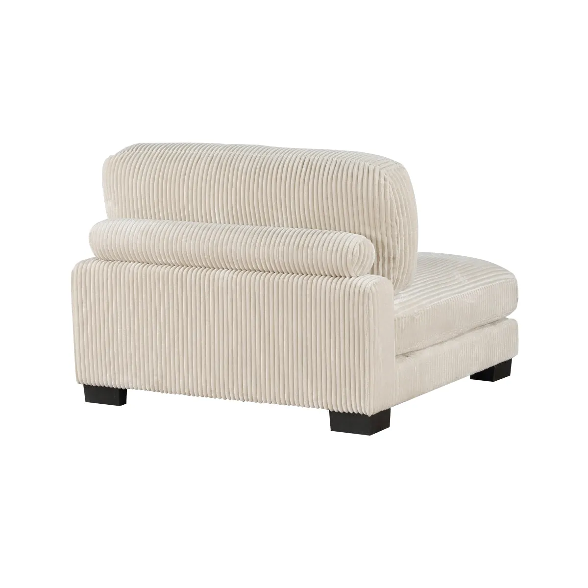 Beige Corduroy Armless Chair with Adjustable Back & Lumbar Pillow