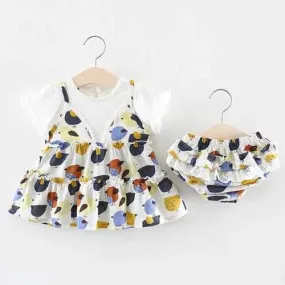 Bird Printed Girls Sets For 0-24M