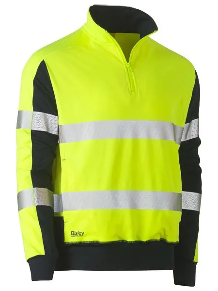 Bisley Hi Vis 2 Tone Taped Contrast Stretchy 1/4 Zip Pullover BK6817T