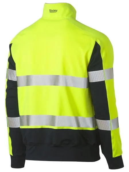 Bisley Hi Vis 2 Tone Taped Contrast Stretchy 1/4 Zip Pullover BK6817T