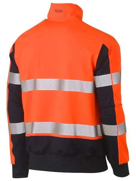 Bisley Hi Vis 2 Tone Taped Contrast Stretchy 1/4 Zip Pullover BK6817T