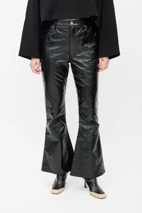 Black Faux Leather Veritas Flared Trouser