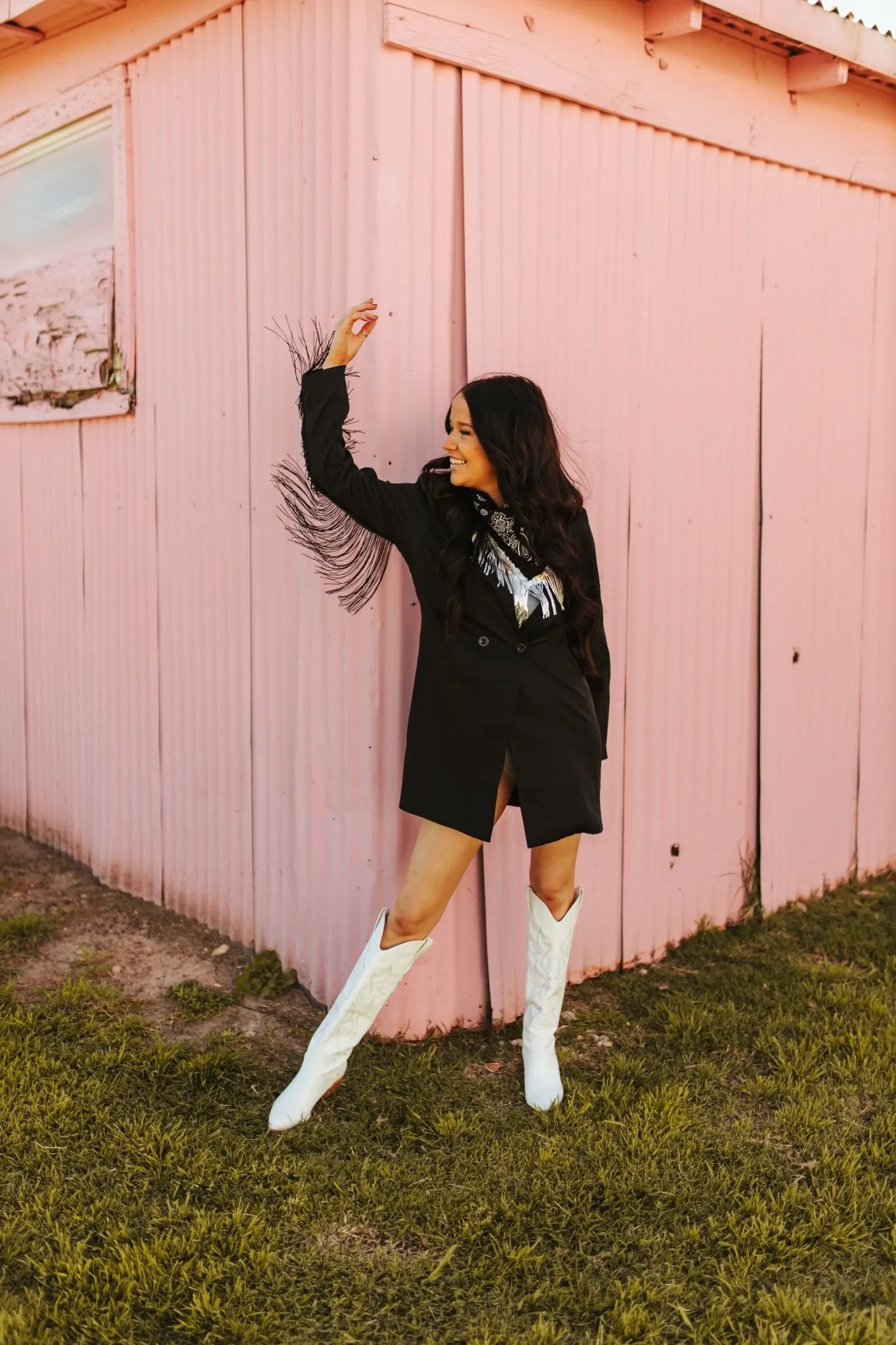 Black Fringe Rodeo Blazer Dress